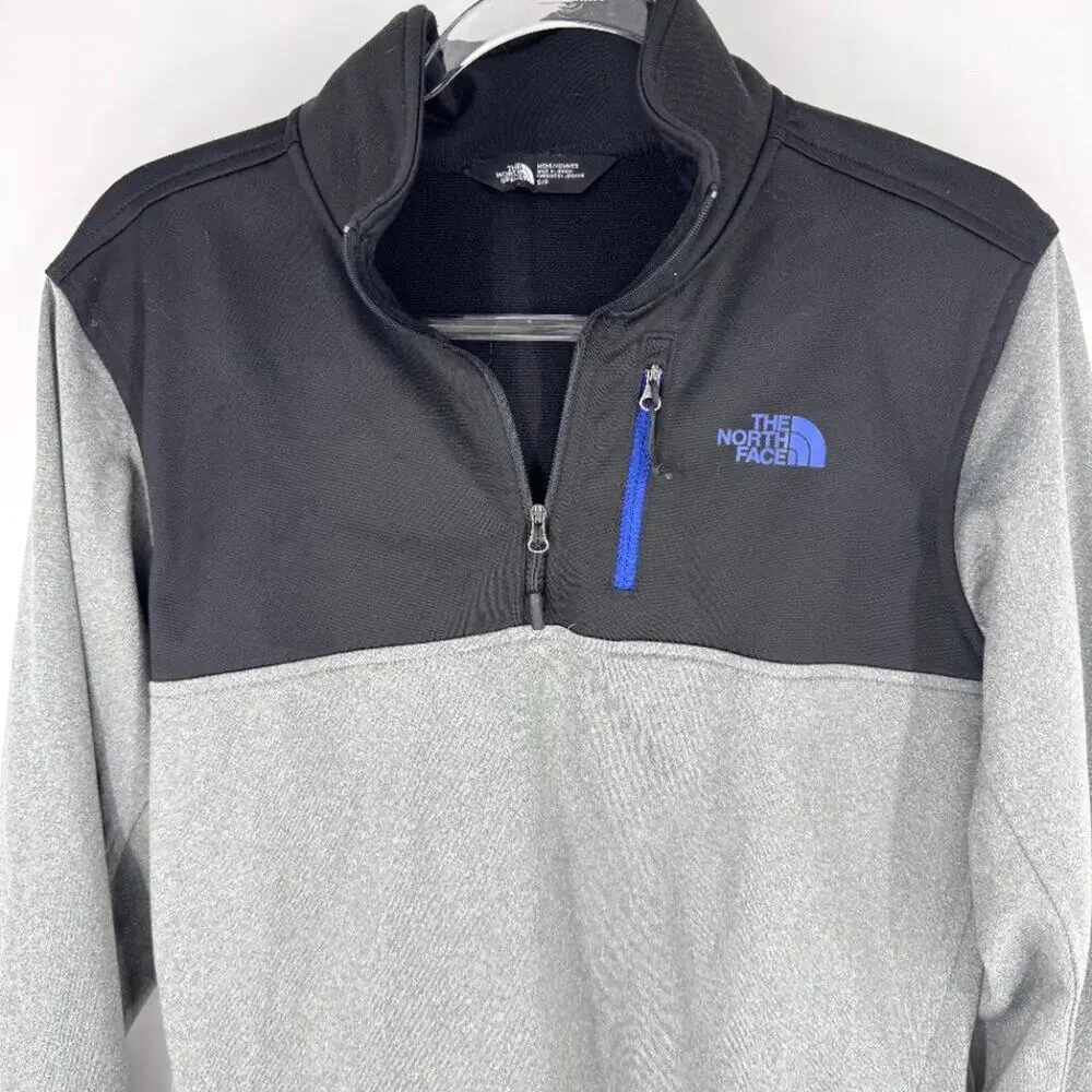 The North Face 1/4 Zip Pullover Two Toned Active Jacket Black‎ Grey with Blue Sm